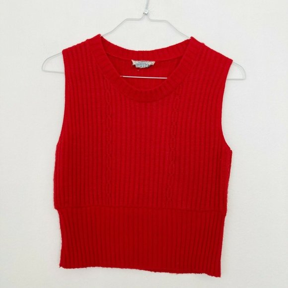 Unbranded Sweaters - VTG Knit Sweater Vest Womens Size XS Red Ribbed Cable Knit 100% Acrylic Layering
